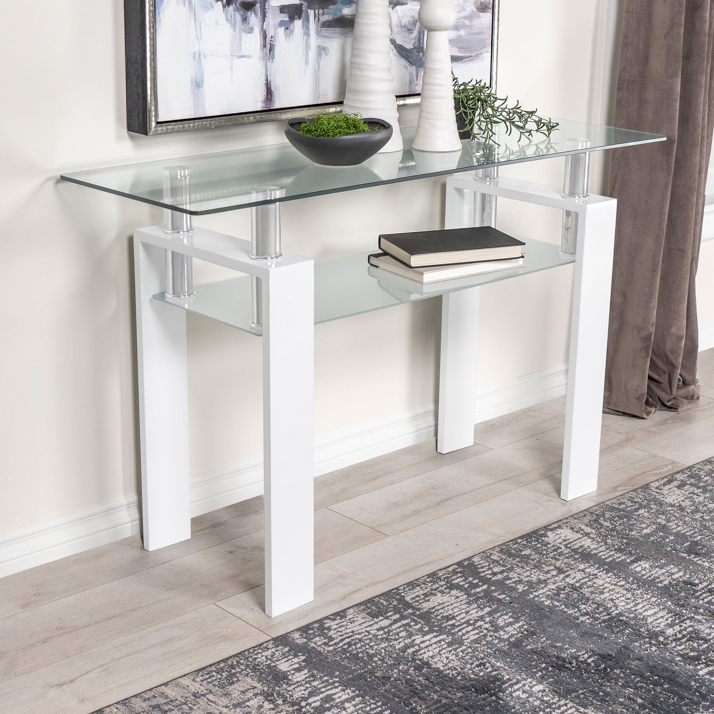 Dyer Glass Top Sofa Console Table