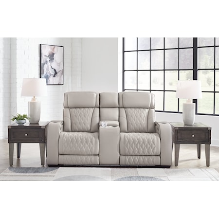 Power Recl Loveseat w/ Console &amp; Adj Hdrsts