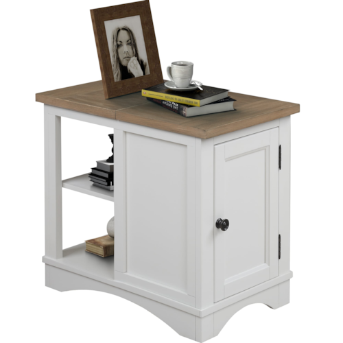 Farmhouse Chairside Table with Dual AC Power Center