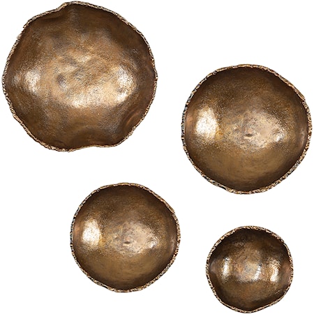 Lucky Coins Brass Wall Bowls S/4