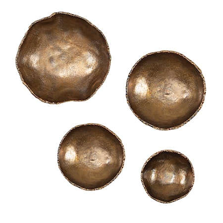 Lucky Coins Brass Wall Bowls S/4