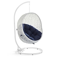 Coastal Outdoor Patio Sunbrella® Swing Chair With Stand - White/Navy