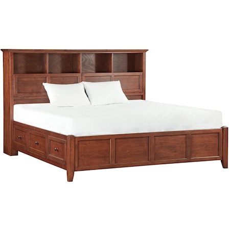 Transitional King Bookcase Storage Bed