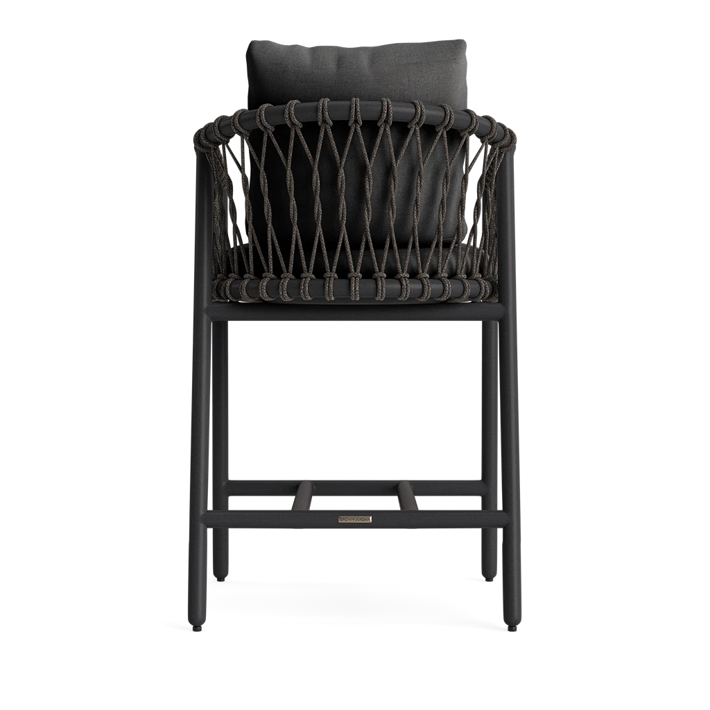 Brown Jordan Oscar Cushioned Barrel-Back Rope Counter Stool