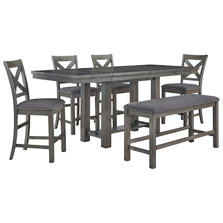 6-Piece Counter Table Set with Bench