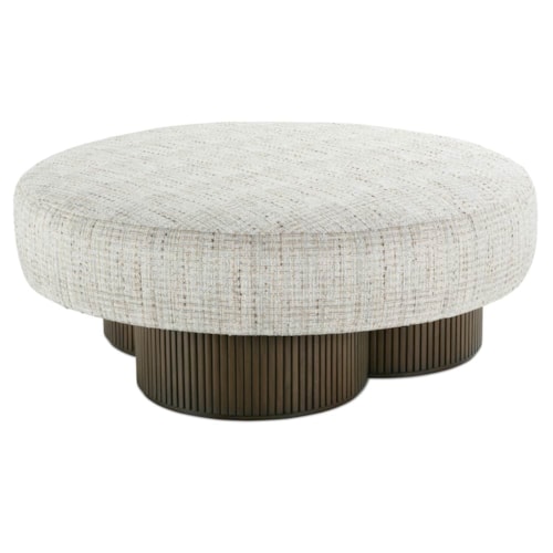 Contemporary Round Ottoman with Triple Pedestal Base