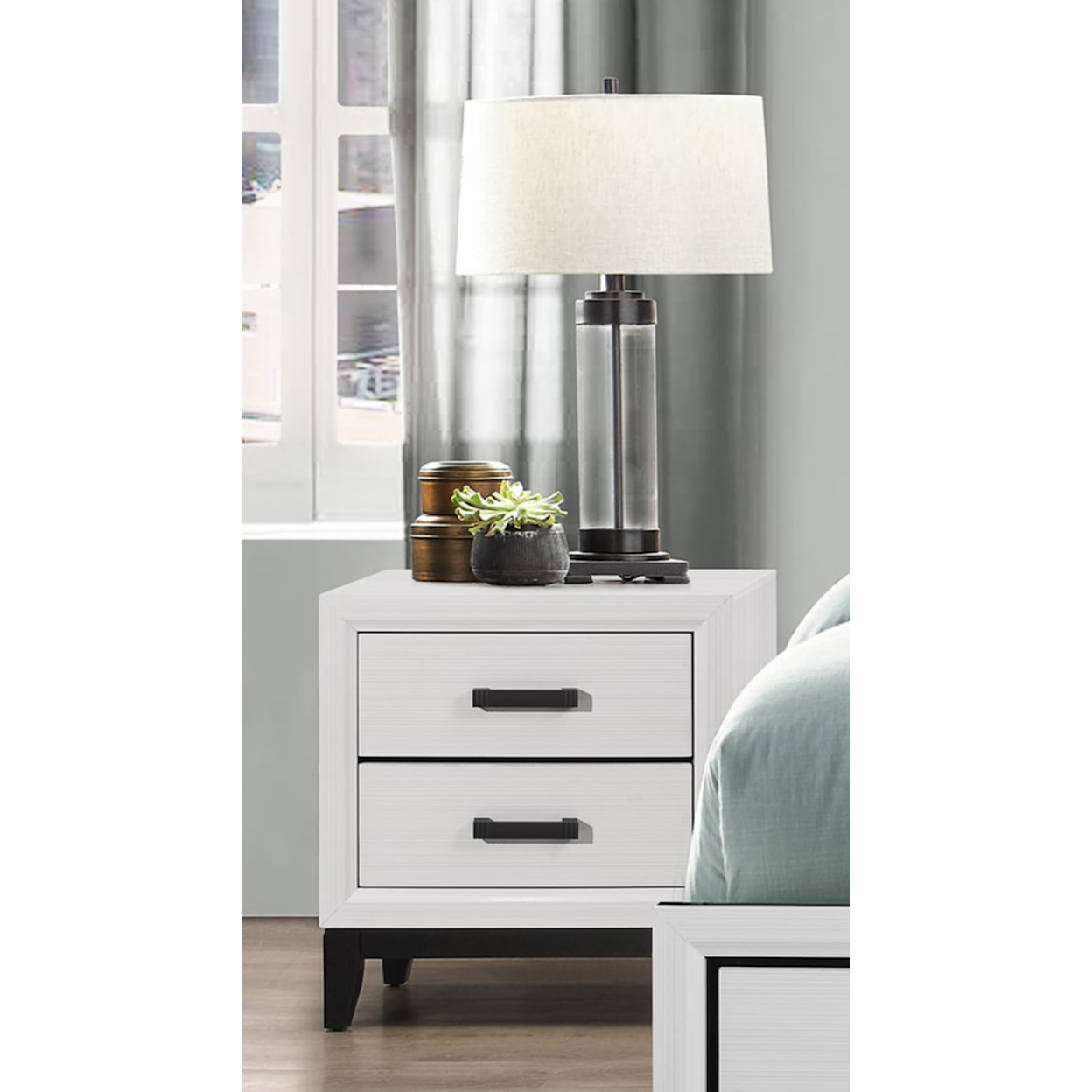 Global Furniture Kate 2-Drawer Nightstand