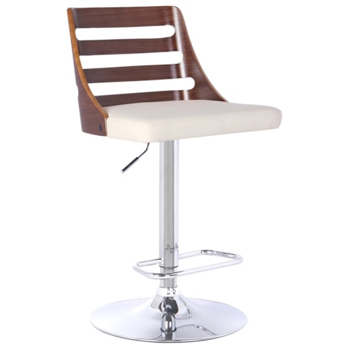Mid-Century Modern Adjustable Swivel Bar Stool with Upholstered Seat