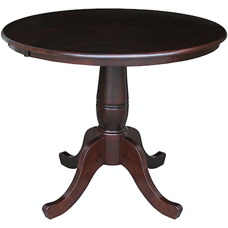 Transitional Round Dining Table in Rich Mocha