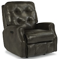 Transitional Button Tufted Power Recliner with Power Adjustable Headrest and USB Port