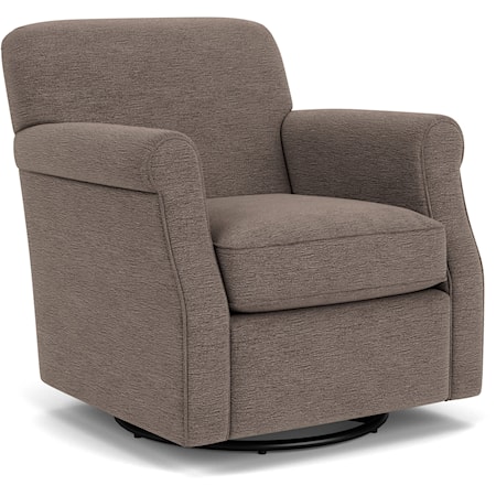 Casual Swivel Chair with Rolled Arms