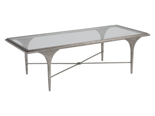 Contemporary Rectangular Cocktail Table with Glass Top