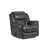 Casual Leather Rocker Recliner with Pillow Arms