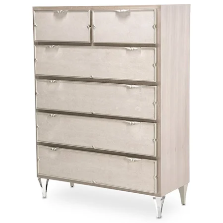 Glam 6-Drawer Chest with Velvet-lined Drawers