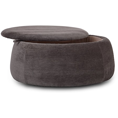 Contemporary Upholstered Round Ottoman with Hidden Storage