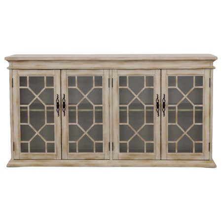 Wood Lattice Storage Accent Cabinet Light