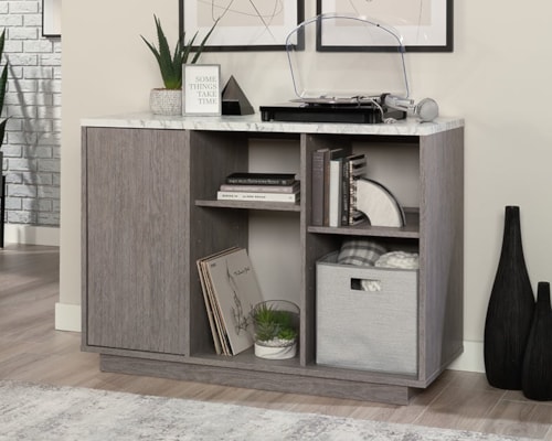 Contemporary Accent Storage Cabinet with Open Shelving