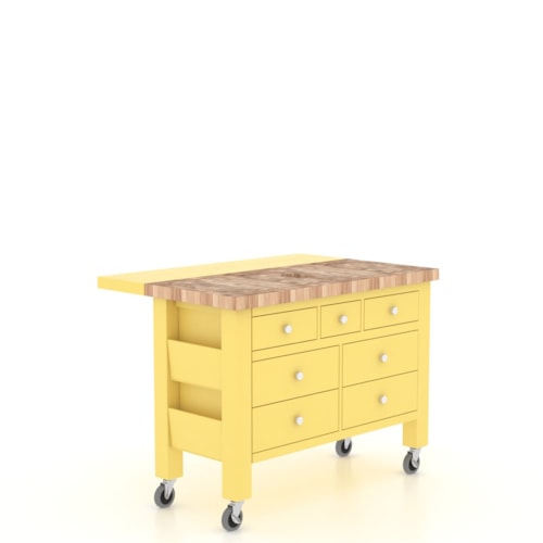 Transitional Customizable Kitchen Island with Wheels and Drop Leaf