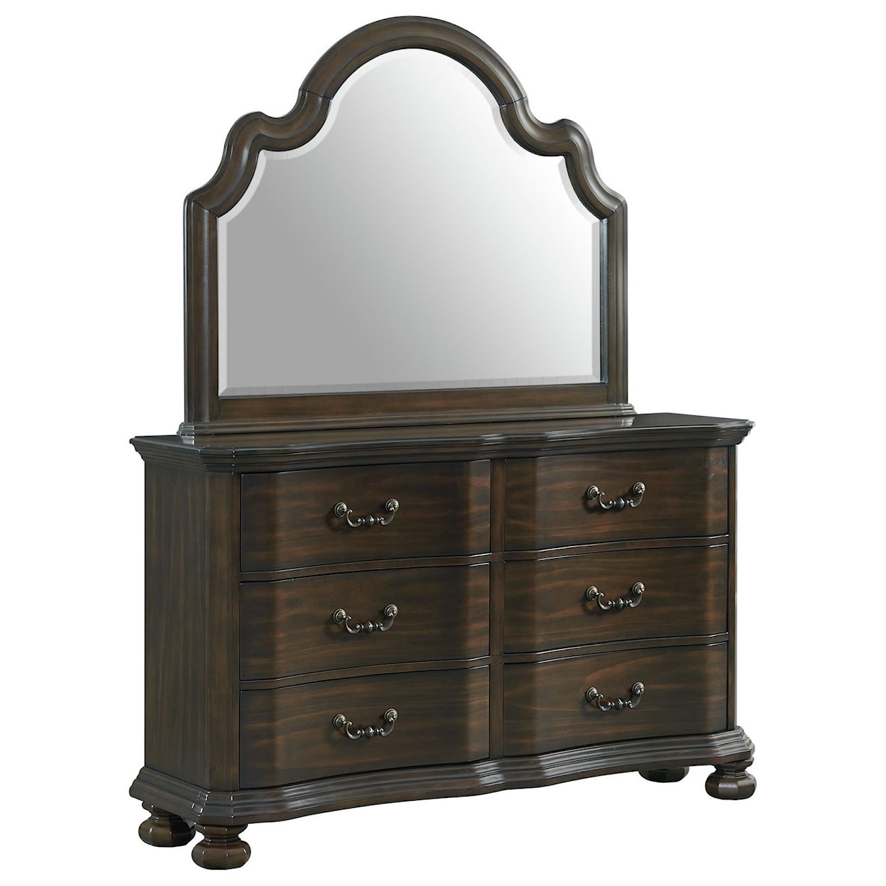Elements International Avery- 6-Drawer Dresser with Mirror