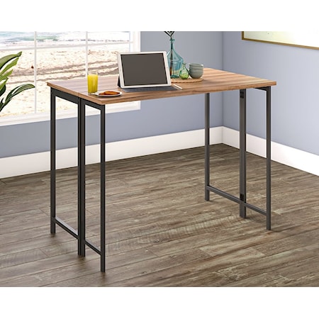 Industrial Drop Leaf Counter Height Table with Slide-Out Support