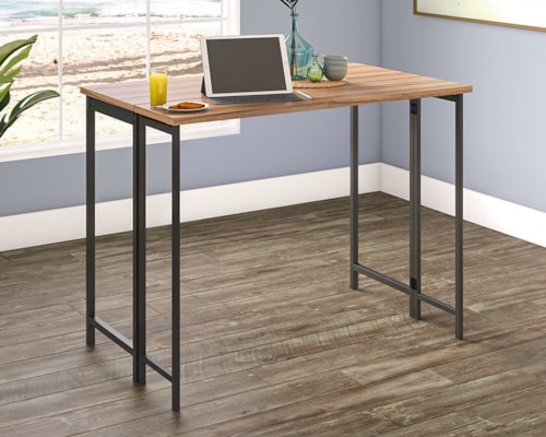 Industrial Drop Leaf Counter Height Table with Slide-Out Support