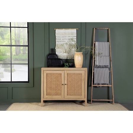 Wood Accent Cabinet w/ Woven Cane