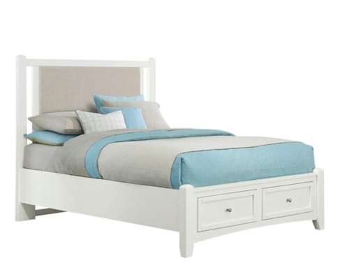 Transitional Upholstered Full Bed with Footboard Storage