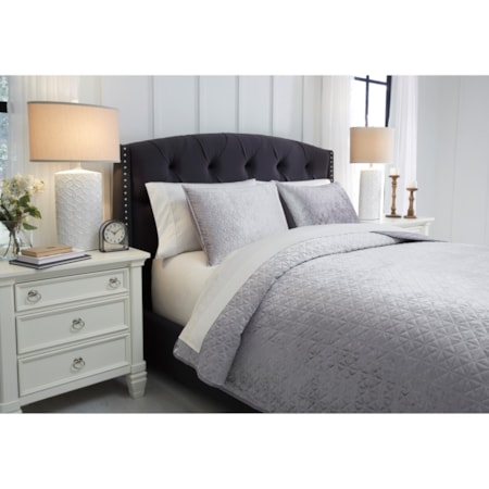 Queen Maryam Gray Coverlet Set