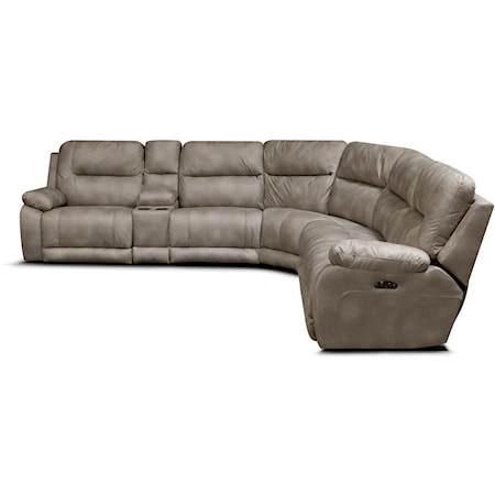 Casual 6-Piece Sectional Sofa with Power Headrest and Storage Console