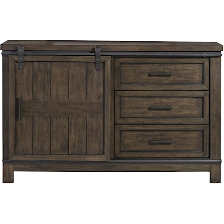 Transitional 2-Drawer Dresser with 1-Sliding Door