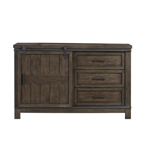 Transitional 2-Drawer Dresser with 1-Sliding Door
