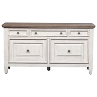 Farmhouse 5-Drawer Credenza with Lateral Filing Drawers