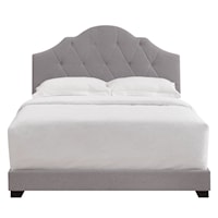 Transitional Upholstered Camelback King Bed in Smoke Gray