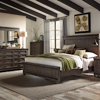 Transitional 3-Piece Queen Panel Bed Set
