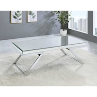 Glam Alfresco Mirrored Top Coffee Table with Chrome Base