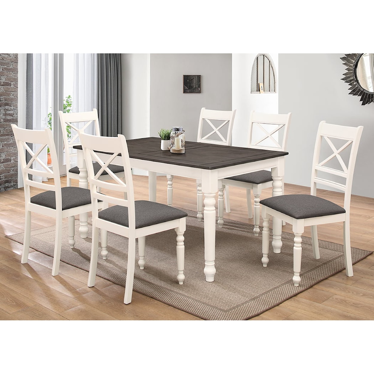 Milton Greens Stars Dining Room BELUGA WHITE & GREY 7 PIECE DINING | SET