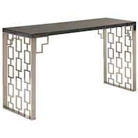 Contemporary Wood and Metal Console Table with Honeycomb Base