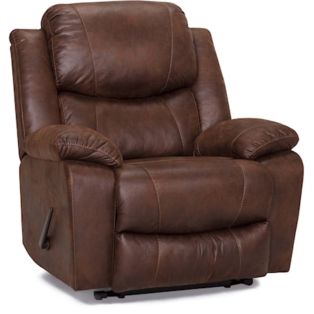Casual Oversized Rocker Recliner with Pillow Arms