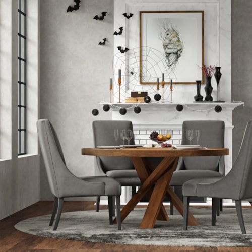 Contemporary 5-Piece Dining Set with Four Upholstered Side Chairs