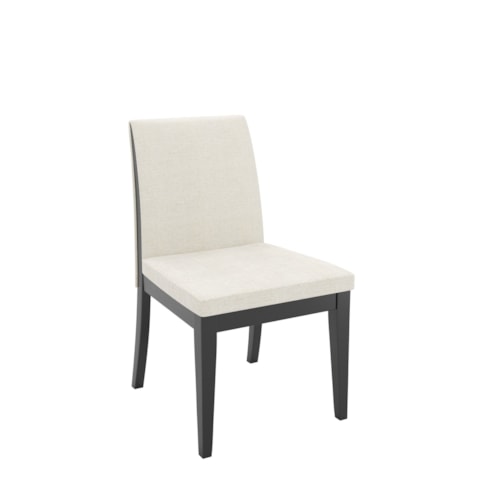 Transitional Upholstered Dining Side Chair with Wood Detailing