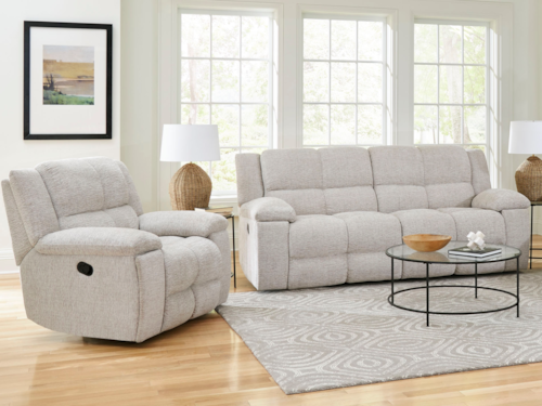 Casual Manual Reclining Sofa and Recliner Set
