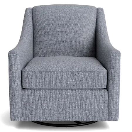 Transitional Upholstered Swivel Chair with Track Arms