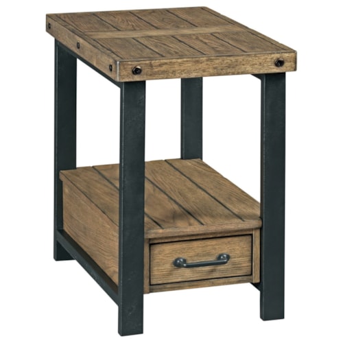 Industrial Chairside Table with Drawer