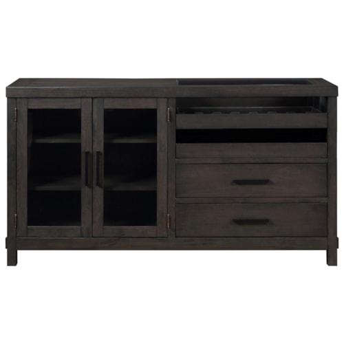 Transitional 2-Drawer Server with Wine Storage