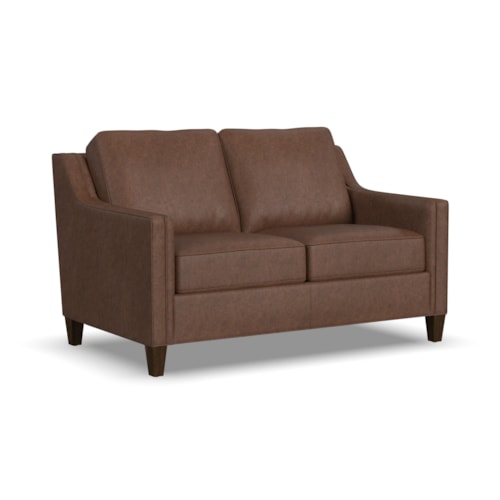Transitional Loveseat with Tapered Legs