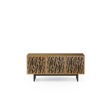 Contemporary 3-Door Media Cabinet with Wheat Pattern
