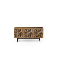 Contemporary 3-Door Media Cabinet with Wheat Pattern