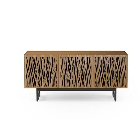 Contemporary 3-Door Media Cabinet with Wheat Pattern