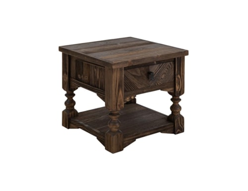 Farmhouse 1-Drawer End Table with Open Shelf