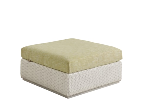 Outdoor Coastal Wicker Sectional Ottoman with Cushion